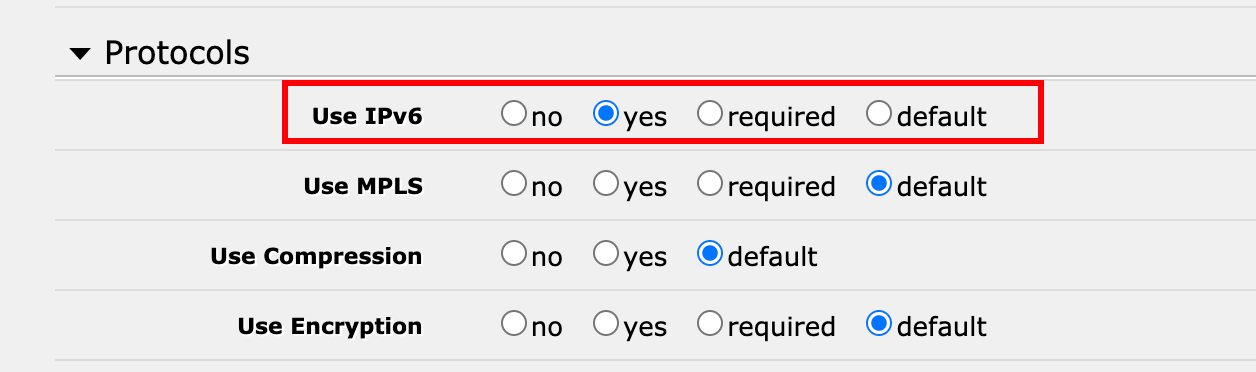 enable IPv6 in PPP profile